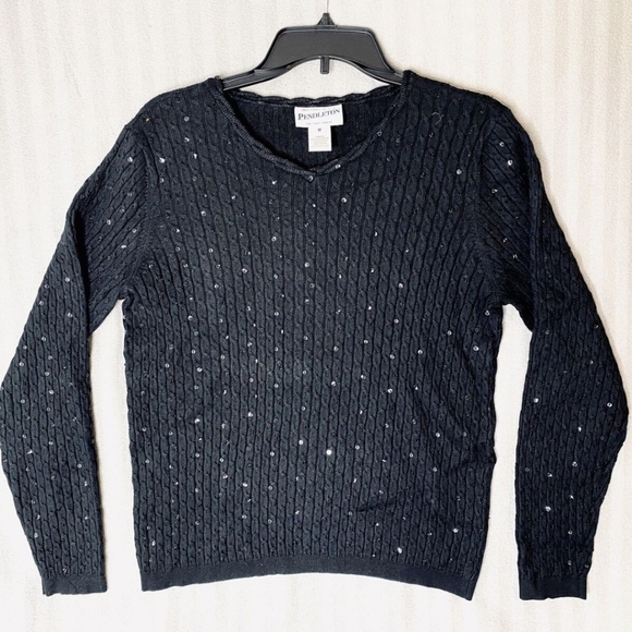 Pendleton Sweaters - Pendleton Sweater Women's Size S Pullover Sequin Cable Knit Silk Cashmere Blend